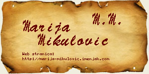 Marija Mikulović vizit kartica